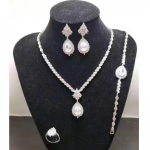 Ślubne zestawy biżuterii dla narzeczonych Indyjska biżuteria ślubna prezenty ślubne 925 srebrna cyrkonia dla kobiet