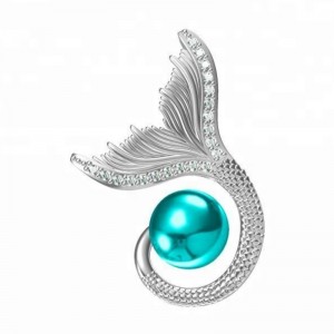 Mermaid gemstone wisiorek ocean niebieski naszyjnik srebro próby 925